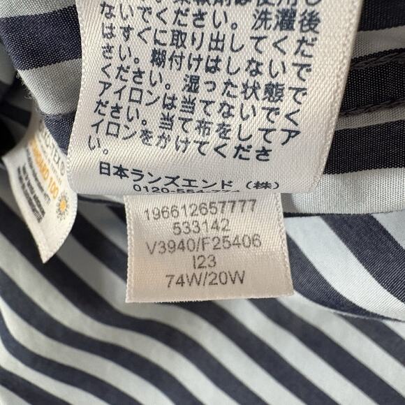 Lands’ End Women’s Blue Stripe No Iron Button Down Shirt 100% Cotton Size 20W - Picture 11 of 11